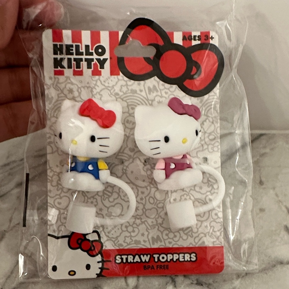 Hello Kitty Red and Pink Straw Toppers